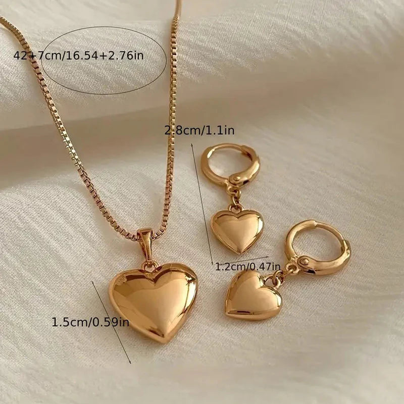Premium Anti Tarnish Stainless Steel Jewellery for Everyday - Heart Themed Set