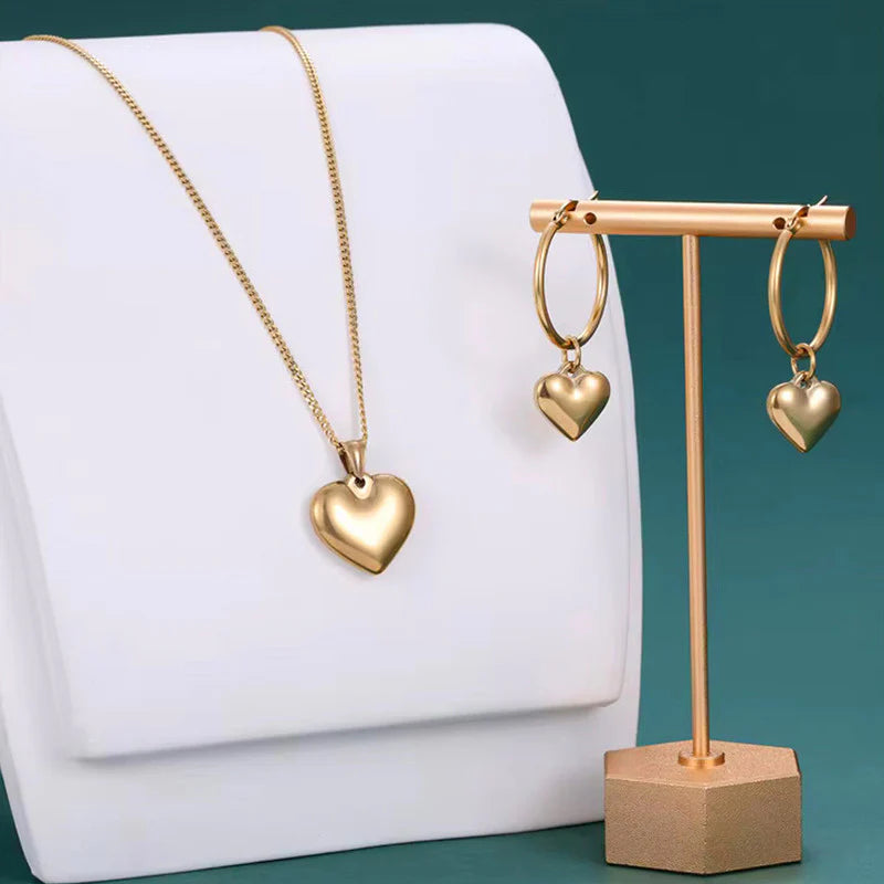Premium Anti Tarnish Stainless Steel Jewellery for Everyday - Heart Themed Set