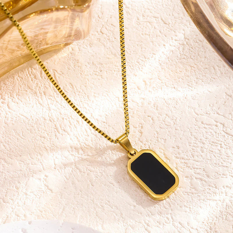 Premium Anti Tarnish Stainless Steel Jewellery for Everyday - Black Geometric Pendant