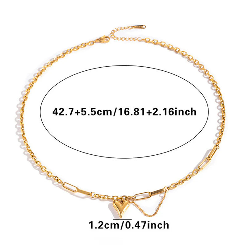 Premium Anti Tarnish Stainless Steel Jewellery for Everyday - Heart Themed Rope Chain Necklace For Women