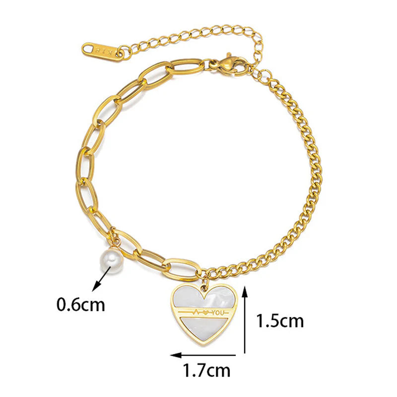 Premium Anti Tarnish Stainless Steel Jewellery for Everyday - White Heart Bracelet