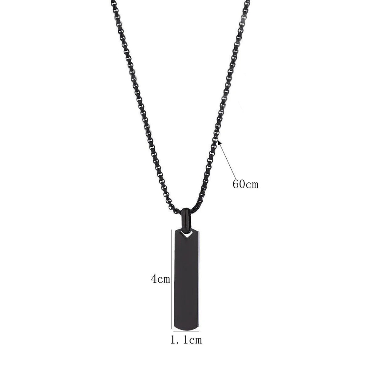 Black Silver Plated Stainless Steel Anti Tarnish Bar Shaped Hip Hop Party Pendant For Men