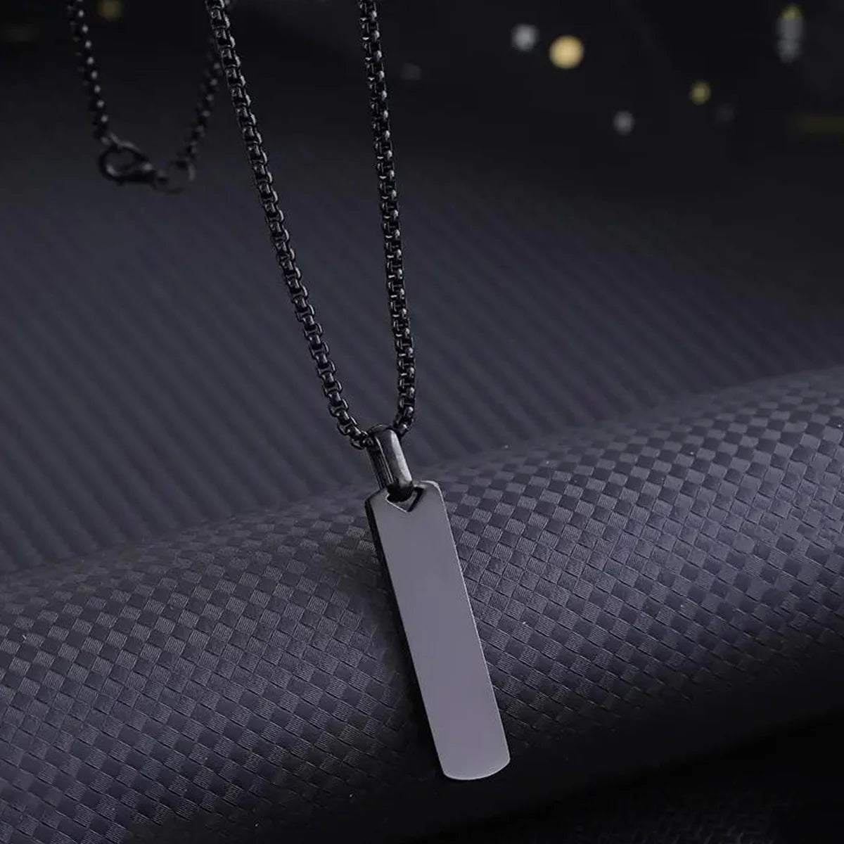 Black Silver Plated Stainless Steel Anti Tarnish Bar Shaped Hip Hop Party Pendant For Men