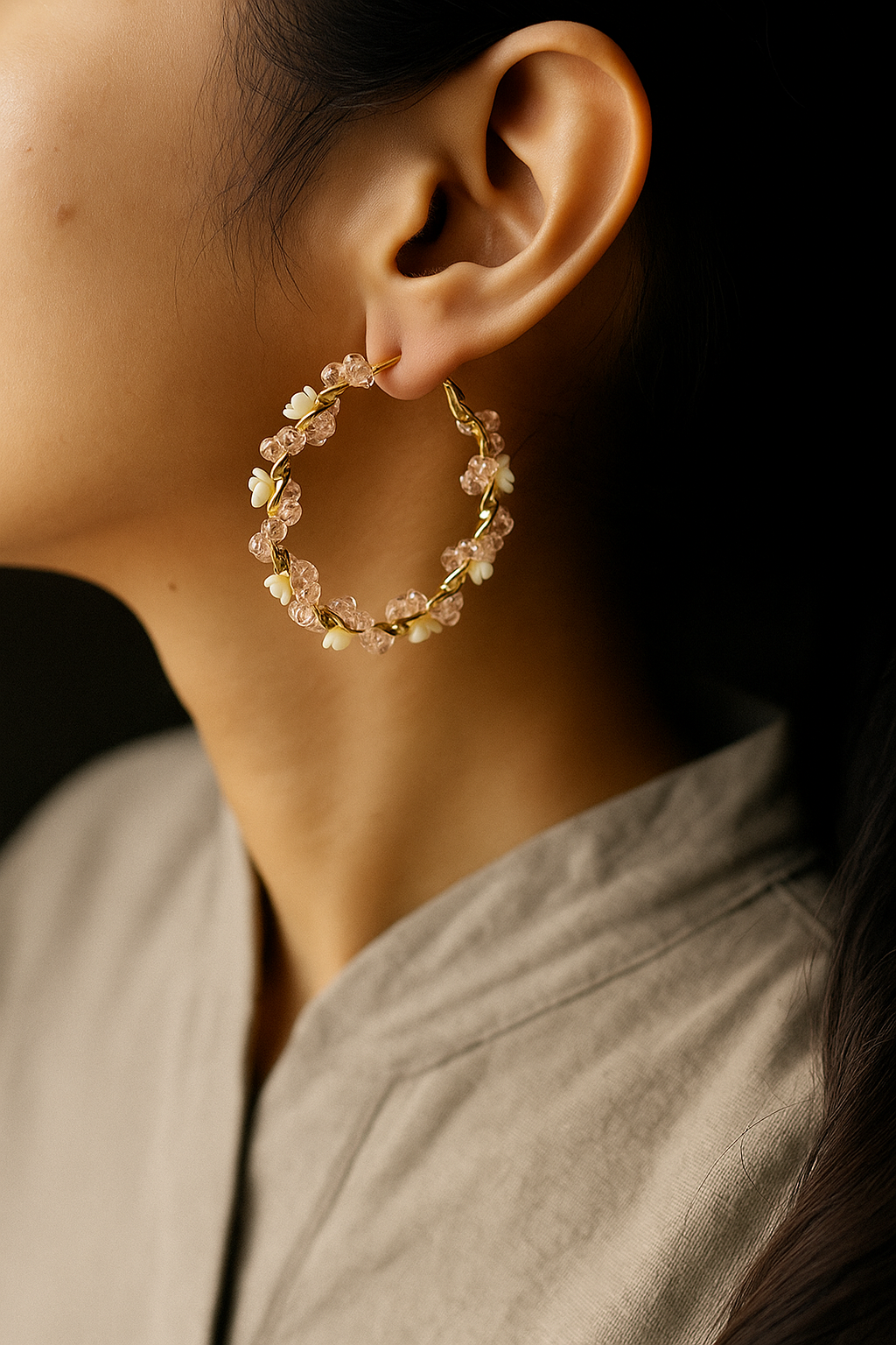 Anti Tarnish Earring - Floral Queen