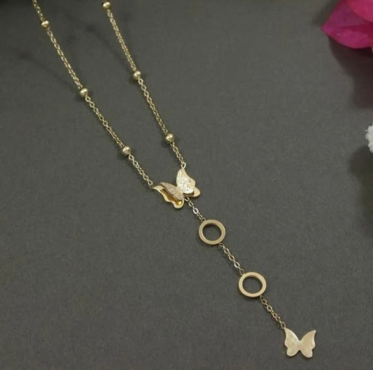 Premium Anti Tarnish Stainless Steel Jewellery for Everyday - Multi layer Butterfly Pendant Necklace