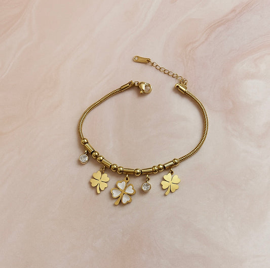 Anti Tarnish Everyday Bracelet - Clover Leaf