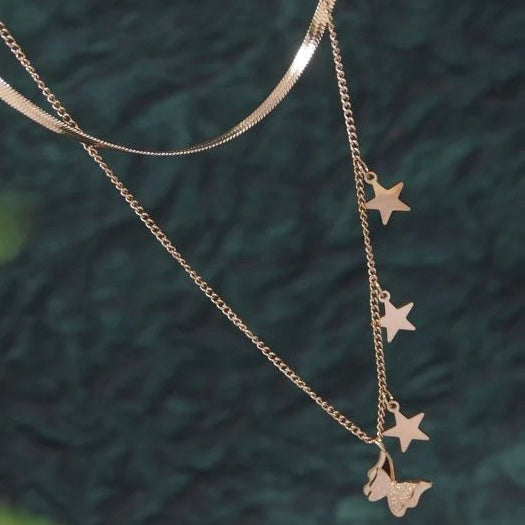 Premium Anti Tarnish Stainless Steel Jewellery for Everyday - Star Link Butterfly Pendent Necklace