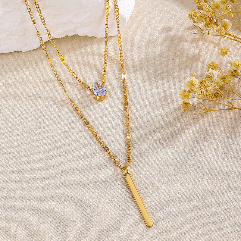 Premium Anti Tarnish Stainless Steel Jewellery for Everyday - Tear Drop Double Layered Chain