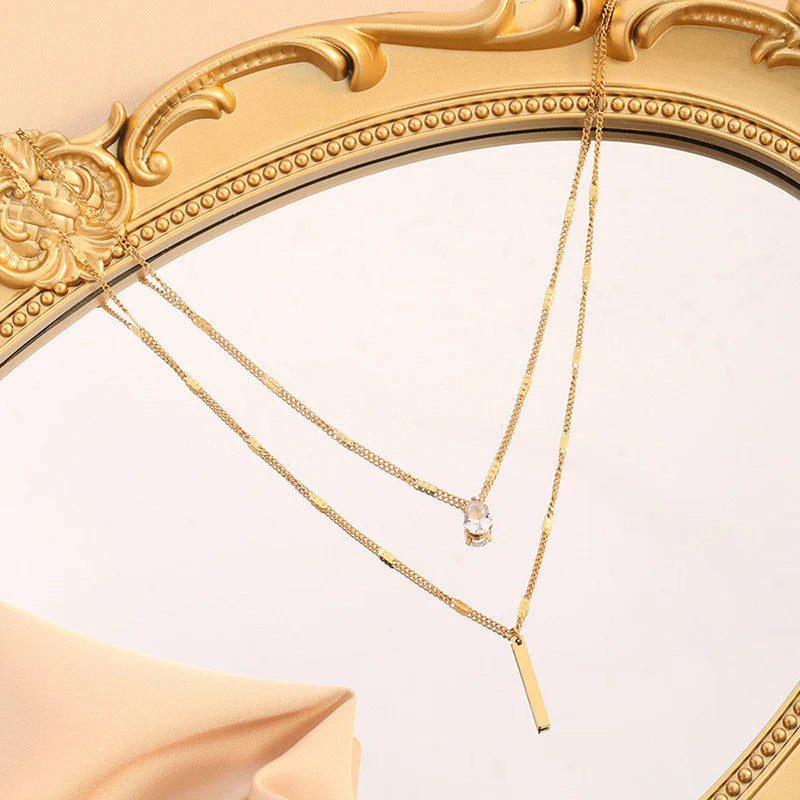 Premium Anti Tarnish Stainless Steel Jewellery for Everyday - Tear Drop Double Layered Chain