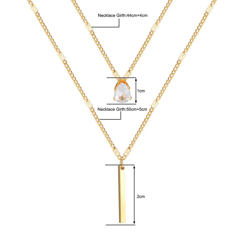 Premium Anti Tarnish Stainless Steel Jewellery for Everyday - Tear Drop Double Layered Chain
