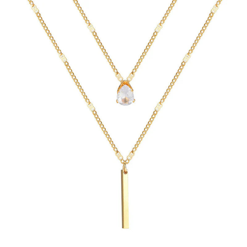 Premium Anti Tarnish Stainless Steel Jewellery for Everyday - Tear Drop Double Layered Chain