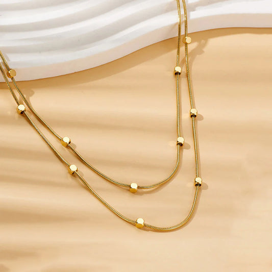Premium Anti Tarnish Stainless Steel Jewellery for Everyday - Geometric Dual Strand Necklace