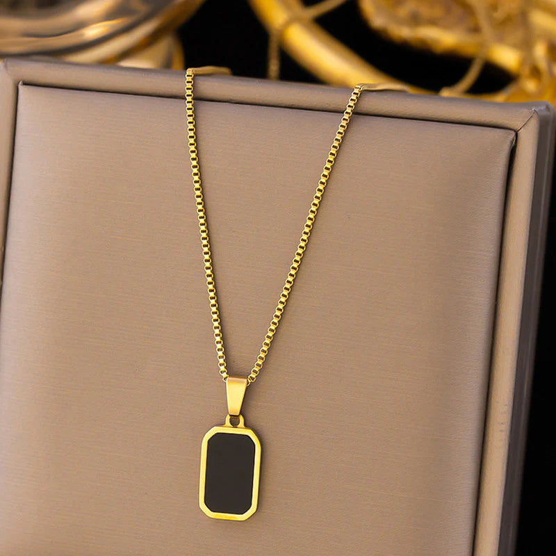 Premium Anti Tarnish Stainless Steel Jewellery for Everyday -  Black Geometric Pendant