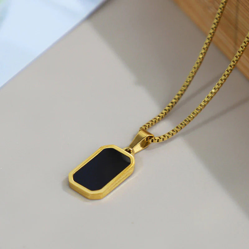Premium Anti Tarnish Stainless Steel Jewellery for Everyday -  Black Geometric Pendant