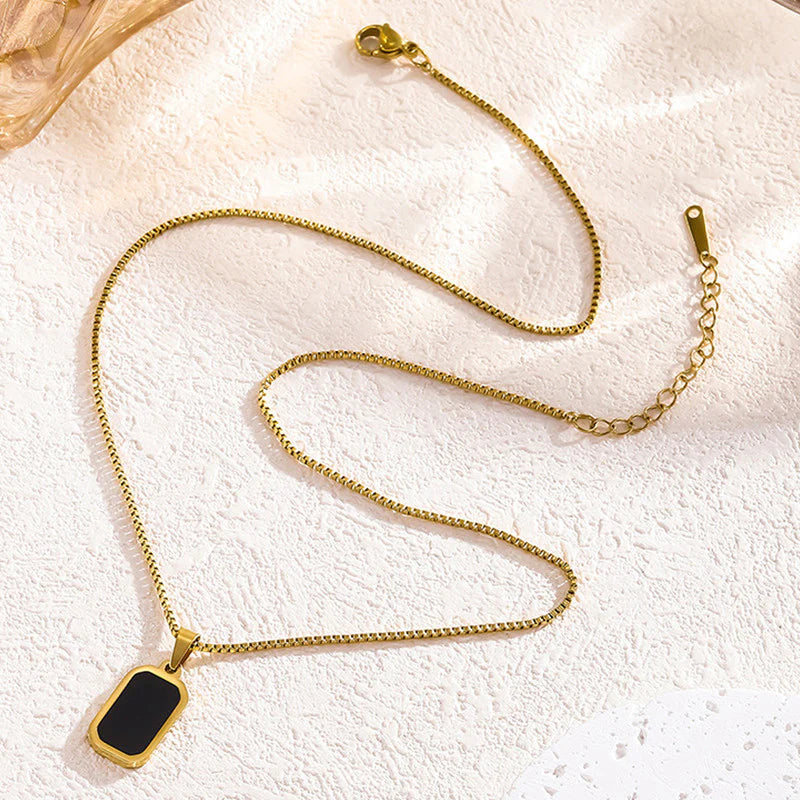 Premium Anti Tarnish Stainless Steel Jewellery for Everyday -  Black Geometric Pendant