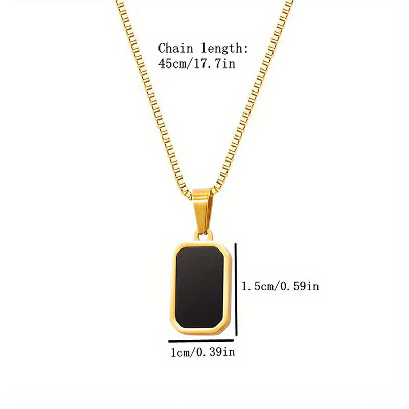 Premium Anti Tarnish Stainless Steel Jewellery for Everyday -  Black Geometric Pendant