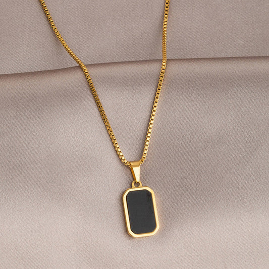 Premium Anti Tarnish Stainless Steel Jewellery for Everyday -  Black Geometric Pendant