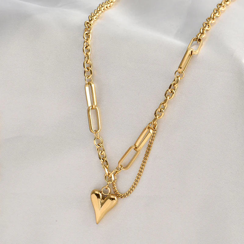 Premium Anti Tarnish Stainless Steel Jewellery for Everyday - Heart Themed Rope Chain Necklace For Women