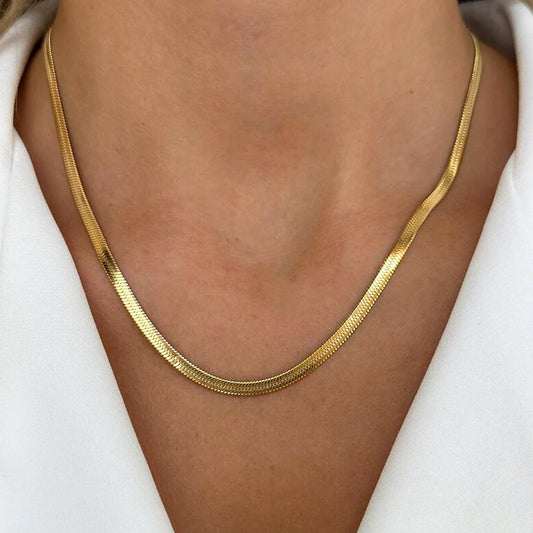 Premium Anti Tarnish Stainless Steel Jewellery for Everyday - Flat Snake Chain Necklace