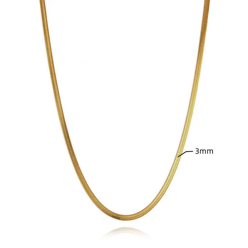 Premium Anti Tarnish Stainless Steel Jewellery for Everyday - Flat Snake Chain Necklace