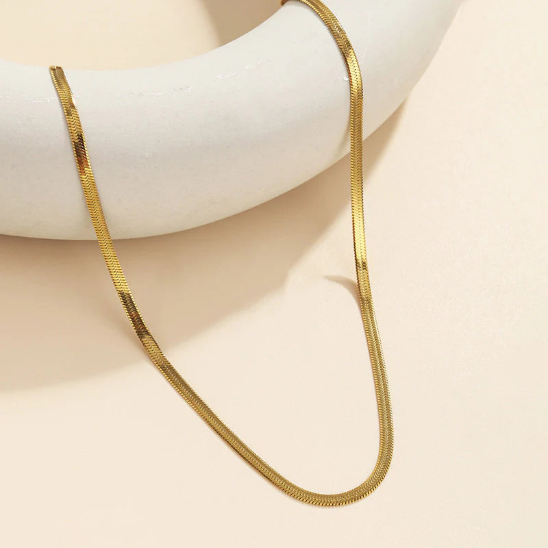 Premium Anti Tarnish Stainless Steel Jewellery for Everyday - Flat Snake Chain Necklace