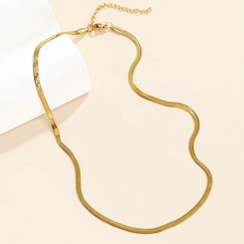 Premium Anti Tarnish Stainless Steel Jewellery for Everyday - Flat Snake Chain Necklace