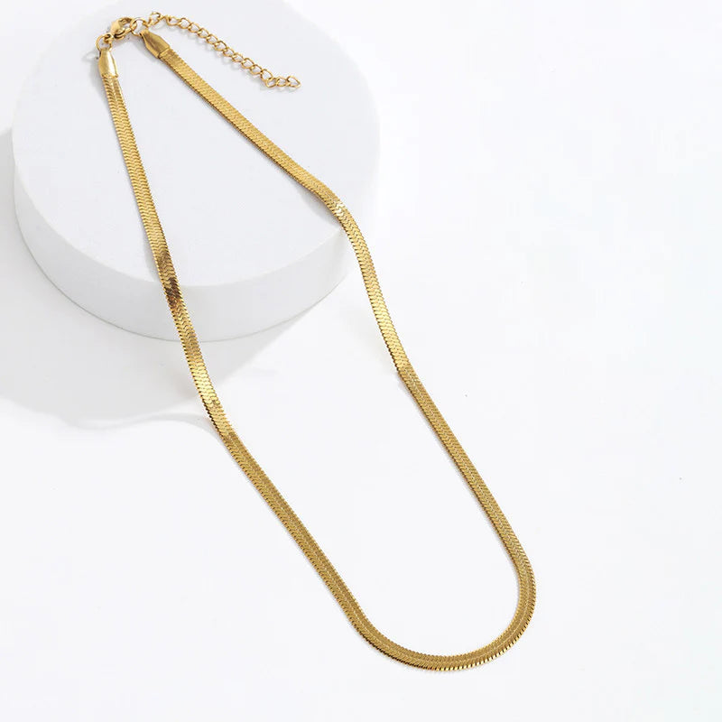 Premium Anti Tarnish Stainless Steel Jewellery for Everyday - Flat Snake Chain Necklace