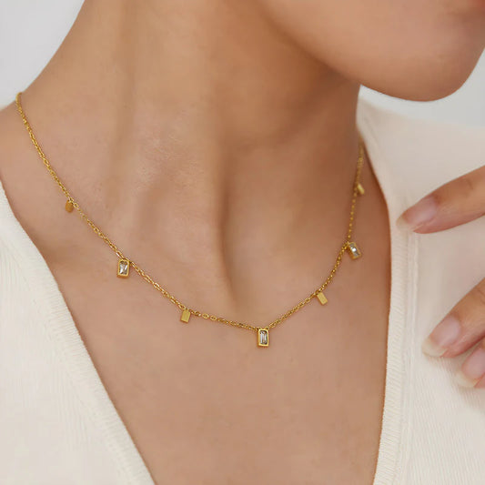 Premium Anti Tarnish Stainless Steel Jewellery for Everyday - Gold-Toned Geometric Necklace For Women