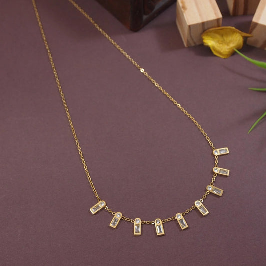 Premium Anti Tarnish Stainless Steel Jewellery for Everyday -  White Stone Necklace