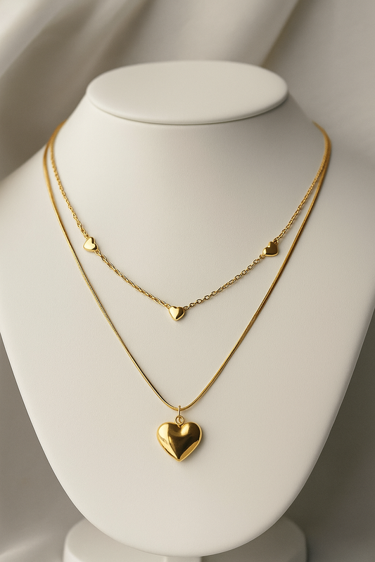 Premium Anti Tarnish Stainless Steel Jewellery for Everyday - Double Layered Hearty Heart