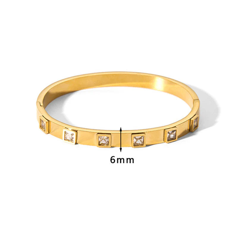 Premium Anti Tarnish Stainless Steel Jewellery for Everyday - Square American Diamond Studded Bangle