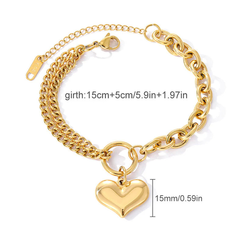 Premium Anti Tarnish Stainless Steel Jewellery for Everyday - Heart Themed Charm Bracelet