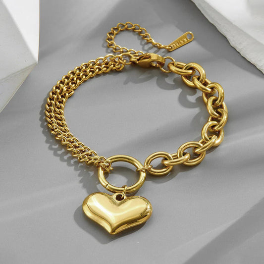 Premium Anti Tarnish Stainless Steel Jewellery for Everyday - Heart Themed Charm Bracelet