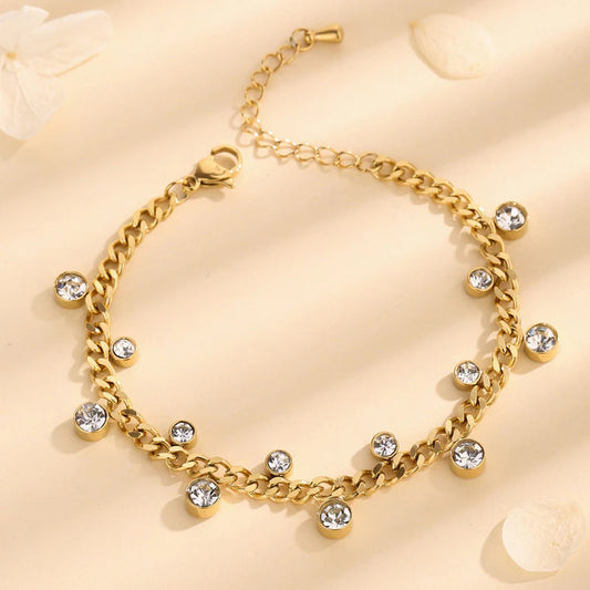 Premium Anti Tarnish Stainless Steel Jewellery for Everyday - Crystal Dainty Bracelet