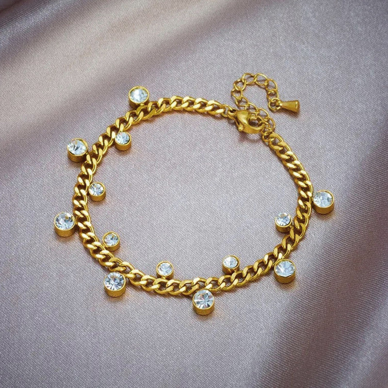 Premium Anti Tarnish Stainless Steel Jewellery for Everyday - Crystal Dainty Bracelet