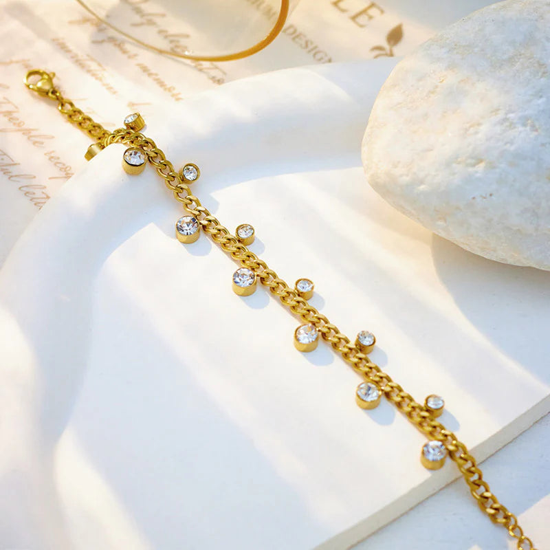 Premium Anti Tarnish Stainless Steel Jewellery for Everyday - Crystal Dainty Bracelet