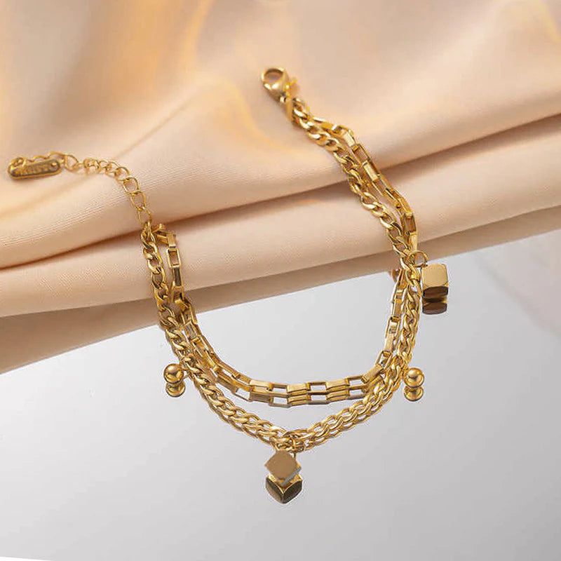 Premium Anti Tarnish Stainless Steel Jewellery for Everyday - Cube Wrap Bracelet