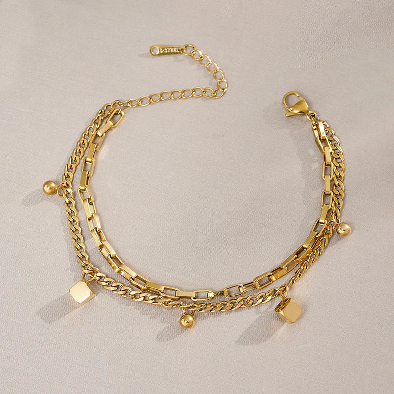 Premium Anti Tarnish Stainless Steel Jewellery for Everyday - Cube Wrap Bracelet