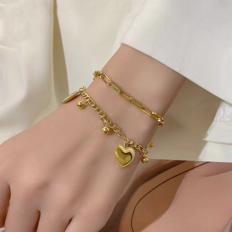 Premium Anti Tarnish Stainless Steel Jewellery for Everyday - Heart Wraparound Bracelet