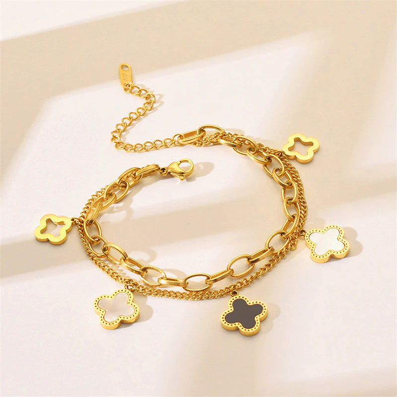 Premium Anti Tarnish Stainless Steel Jewellery for Everyday - Floral Wraparound Bracelet