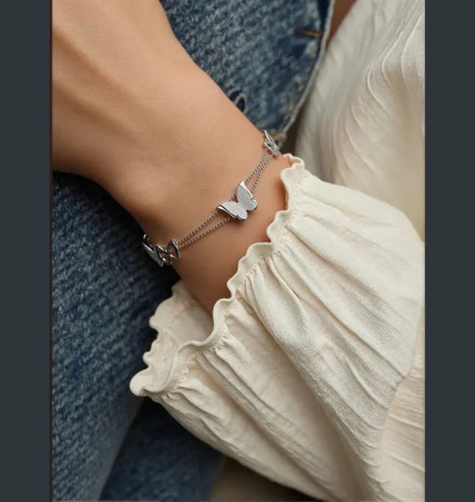 Premium Anti Tarnish Stainless Steel Jewellery for Everyday -Butterfly Chain Bracelet
