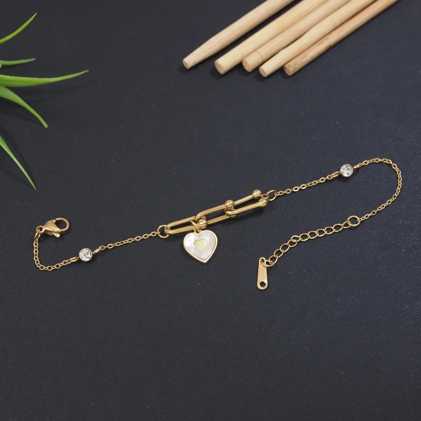 Premium Anti Tarnish Stainless Steel Jewellery for Everyday - Heart Chain Bracelet