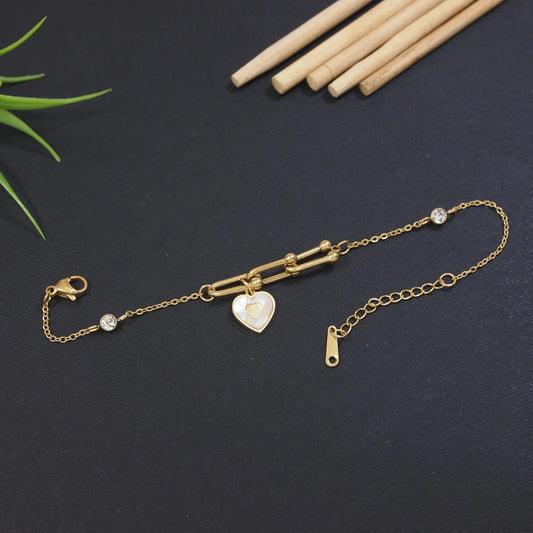 Premium Anti Tarnish Stainless Steel Jewellery for Everyday - Heart Chain Bracelet
