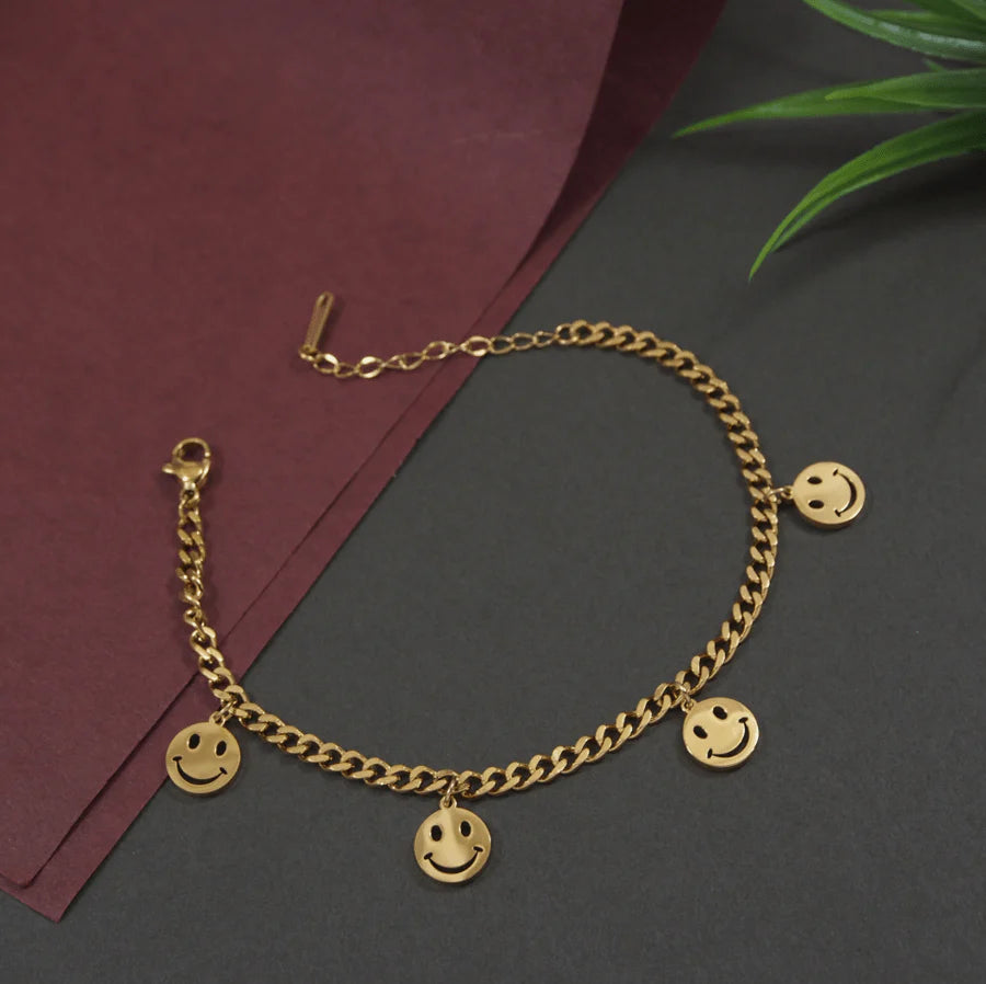 Premium Anti Tarnish Stainless Steel Jewellery for Everyday - Smiley Bracelet