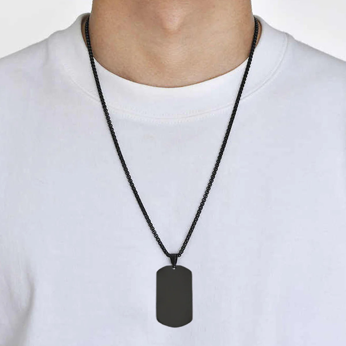 Black Silver Plated Stainless Steel Anti Tarnish Rectangular Hip Hop Party Pendant
