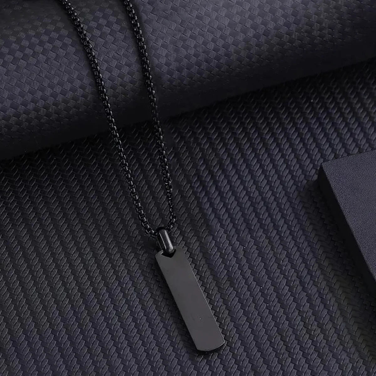 Black Silver Plated Stainless Steel Anti Tarnish Bar Shaped Hip Hop Party Pendant For Men