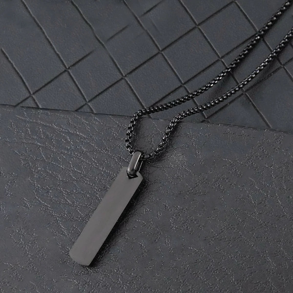 Black Silver Plated Stainless Steel Anti Tarnish Bar Shaped Hip Hop Party Pendant For Men