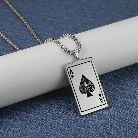 Ace of Spades Stylish Contemporary Pendant with Chain