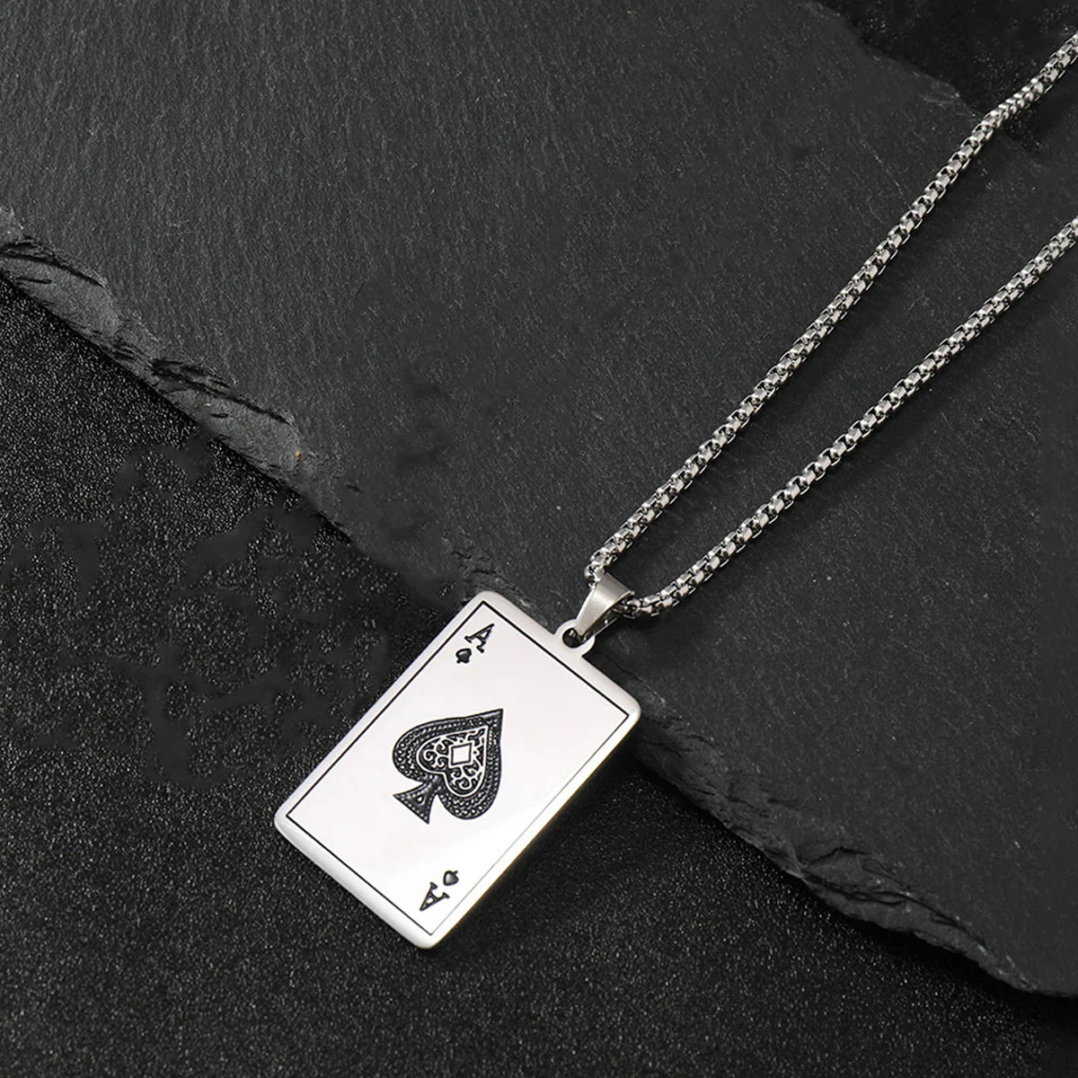 Ace of Spades Stylish Contemporary Pendant with Chain