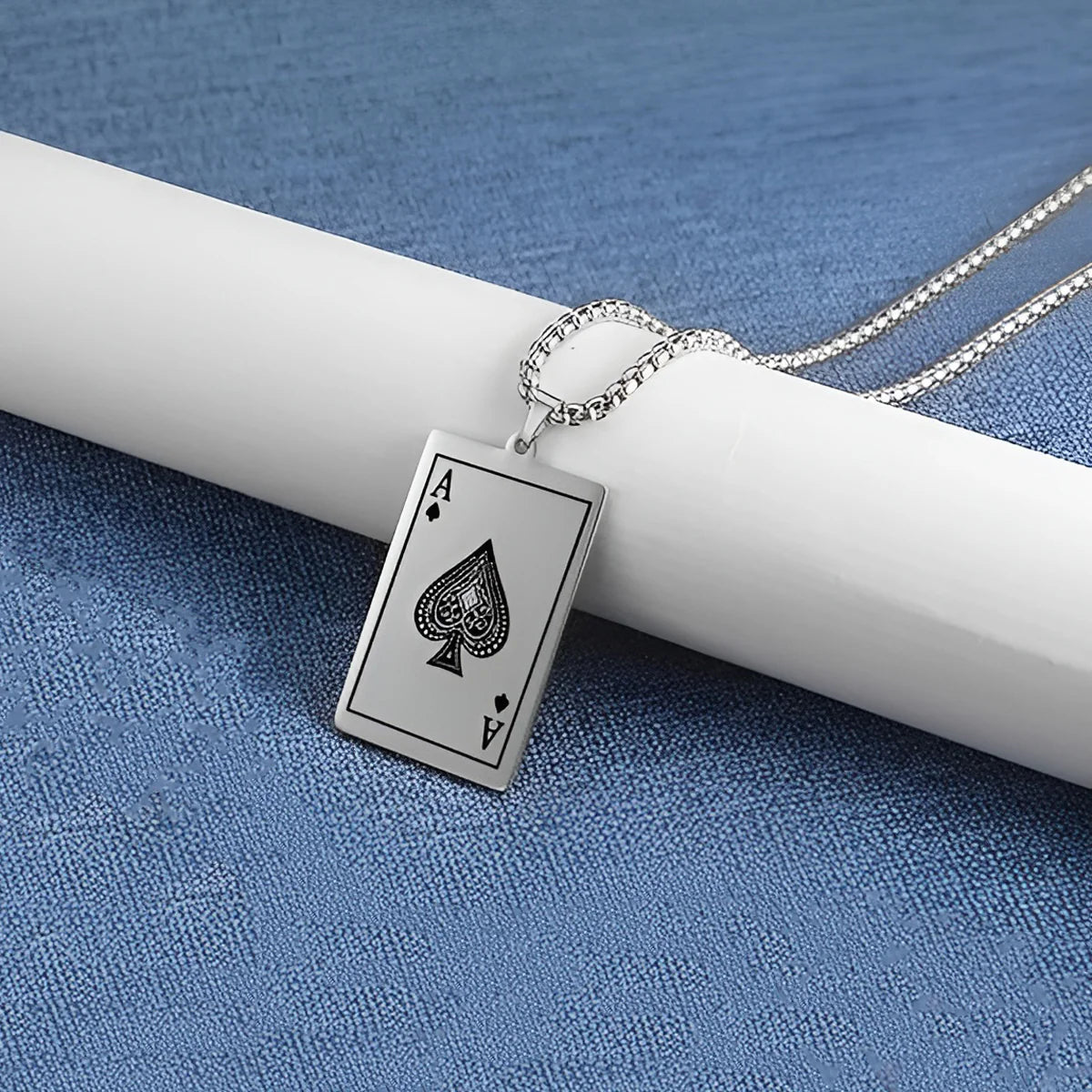 Ace of Spades Stylish Contemporary Pendant with Chain